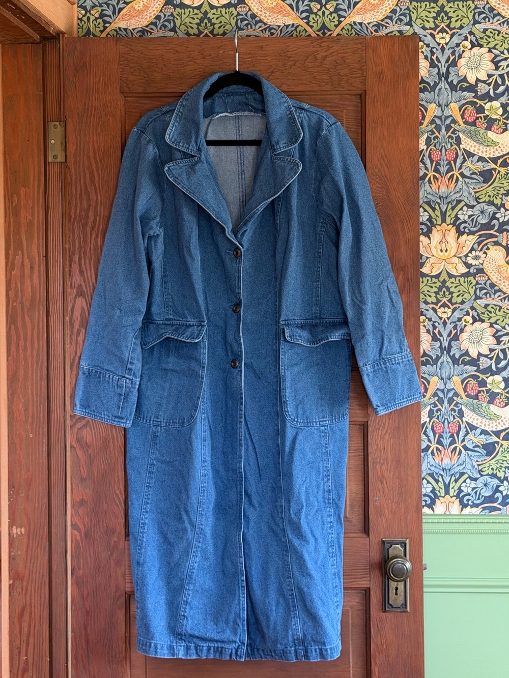 Classic Blue Denim Trench Coat Size L